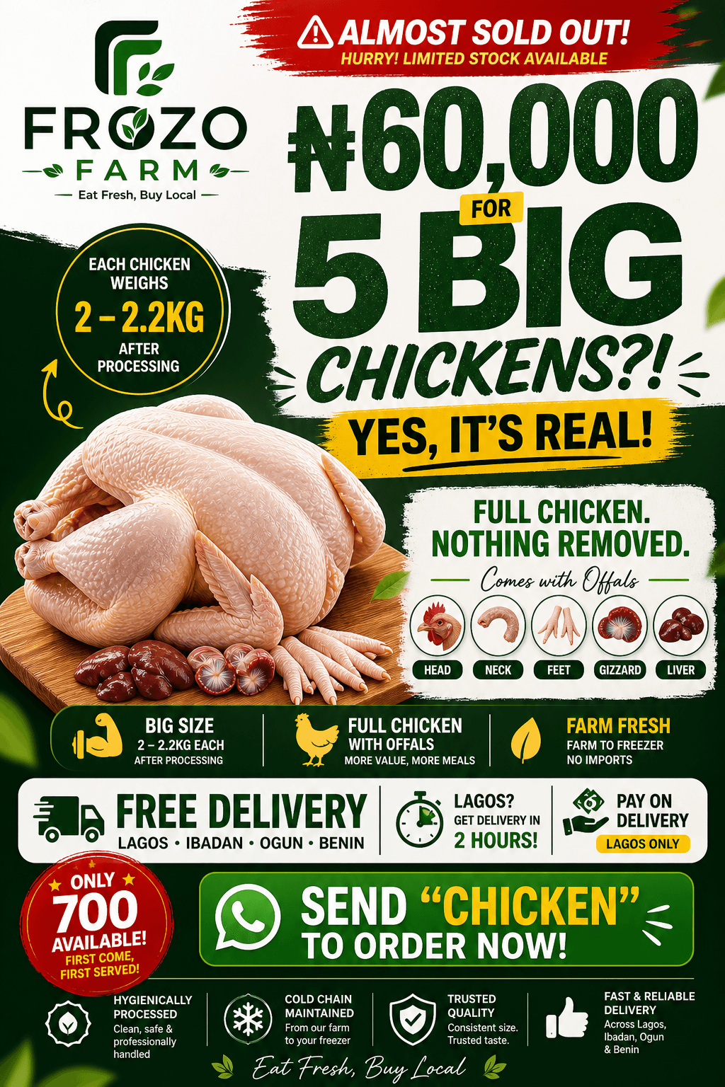 5 Big Full Chickens Promo Pack